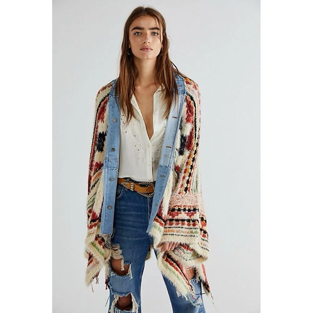 Free People Colorful Knit Poncho - Picture 2 of 6